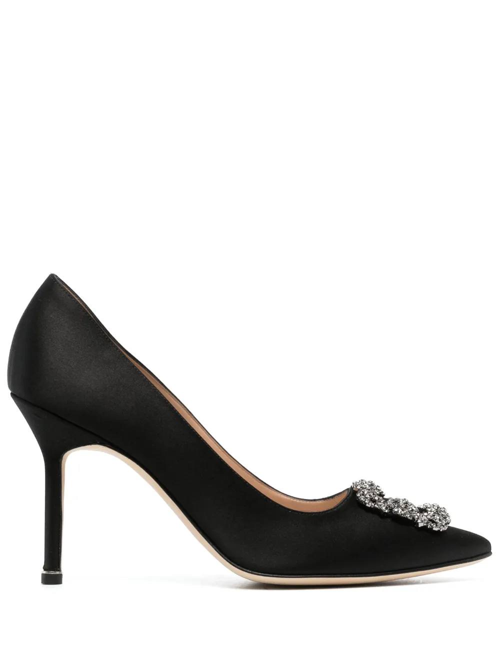 Атласные туфли-лодочки Hangisi 90 Manolo Blahnik, черный