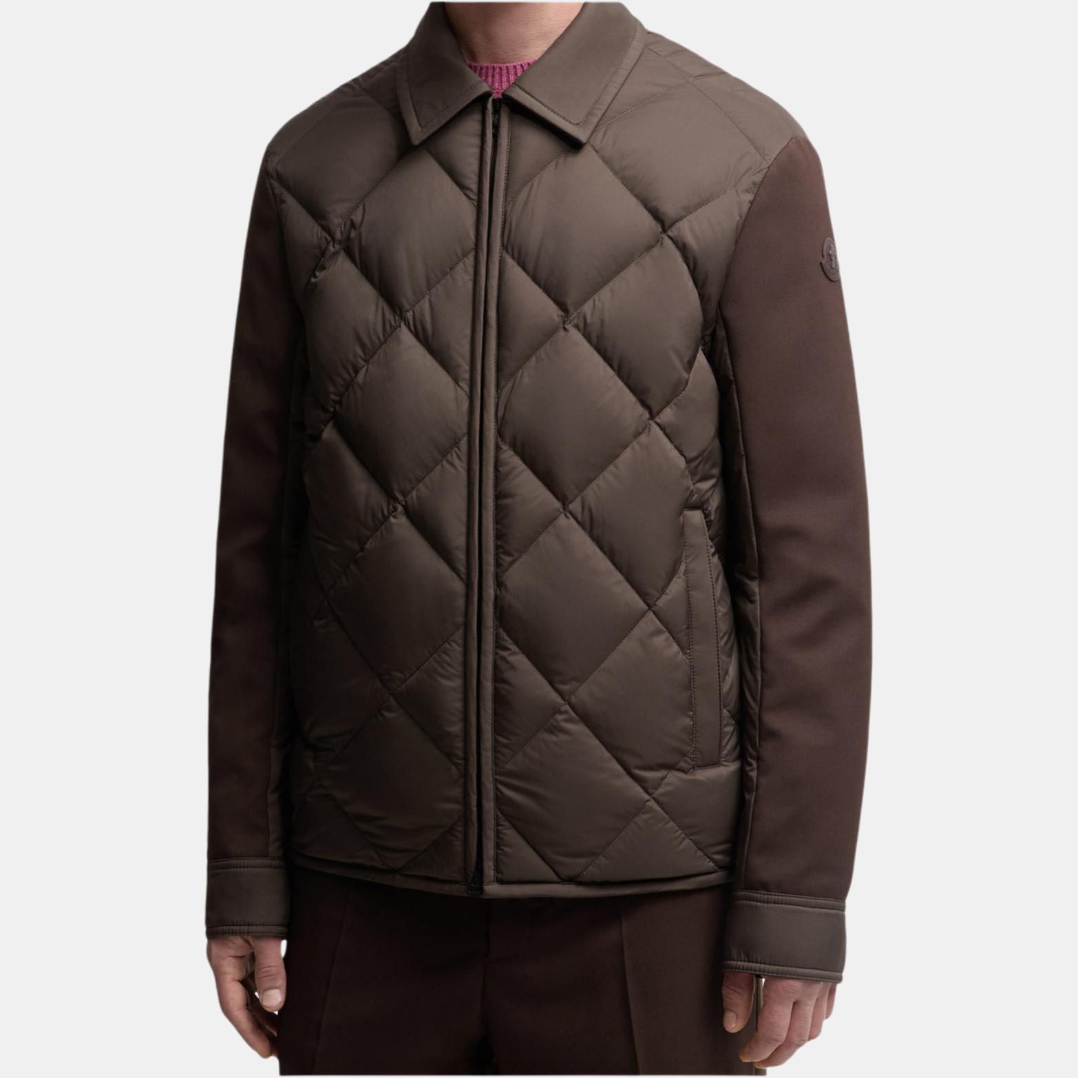 Пуховик с ромбовидной стежкой Moncler, коричневый — фото 2