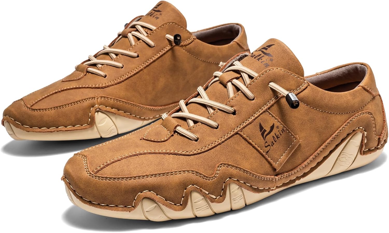 

Мужские водонепроницаемые замшевые повседневные кроссовки для походов, кемпинга и вождения на все сезоны, ретро, с ручной прострочкой, округлым носком, эластичной шнуровкой, для активного отдыха, мягкие и удобные модные кроссовки Glbdu, коричнев...