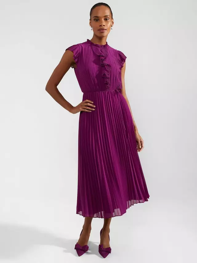 

Платье Hobbs Petite Addison Pleated Midi, цвет magenta purple