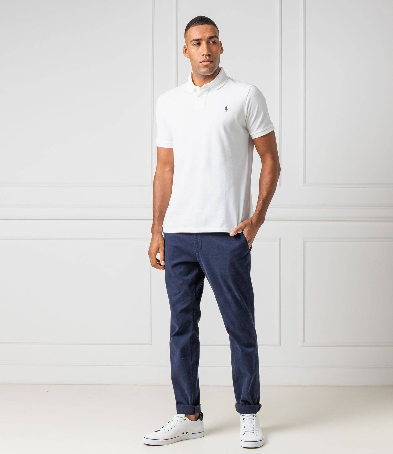Поло POLO RALPH LAUREN slim fit, белый — фото 2