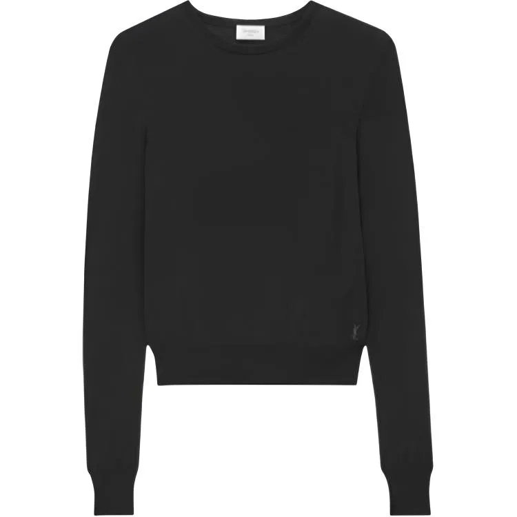 Топ с круглым вырезом из шерсти SAINT LAURENT, Black