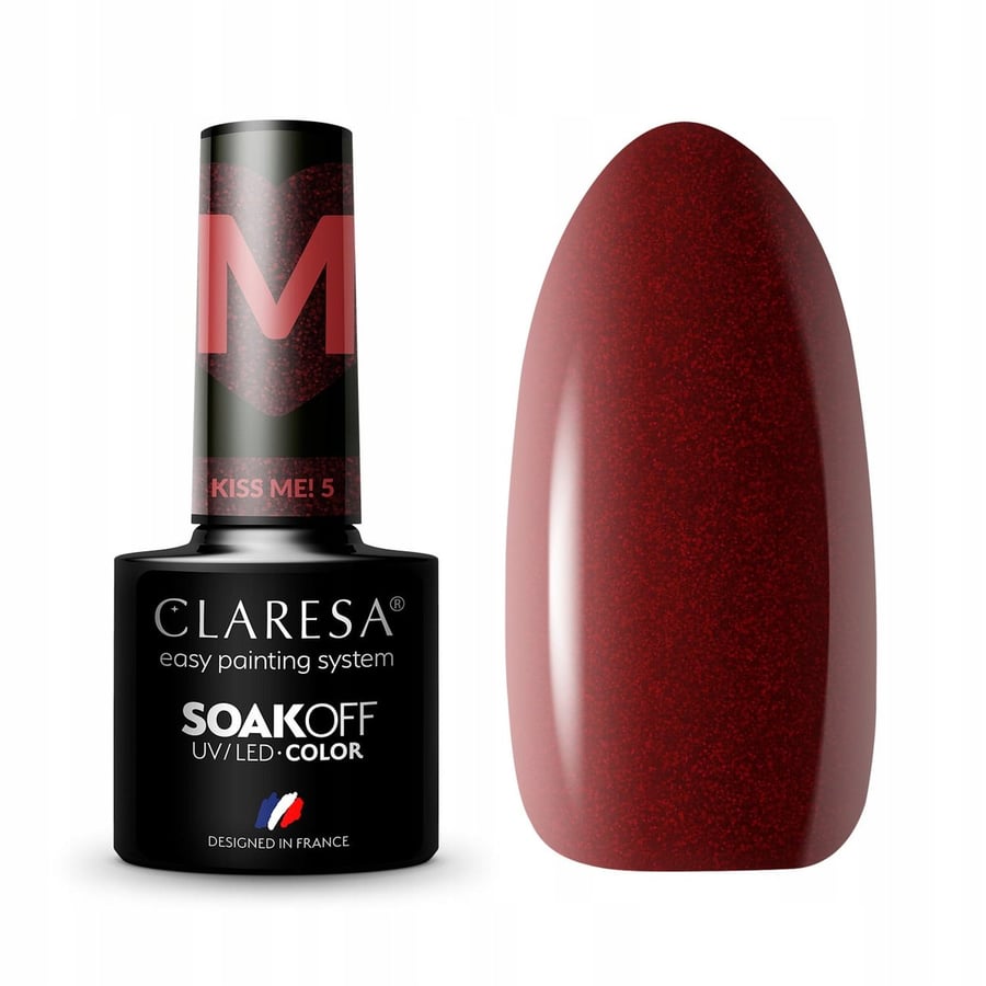 

Claresa Kiss Me 5 Hybrid Nail Polish Hybrid Dark Red With Particles Puderek