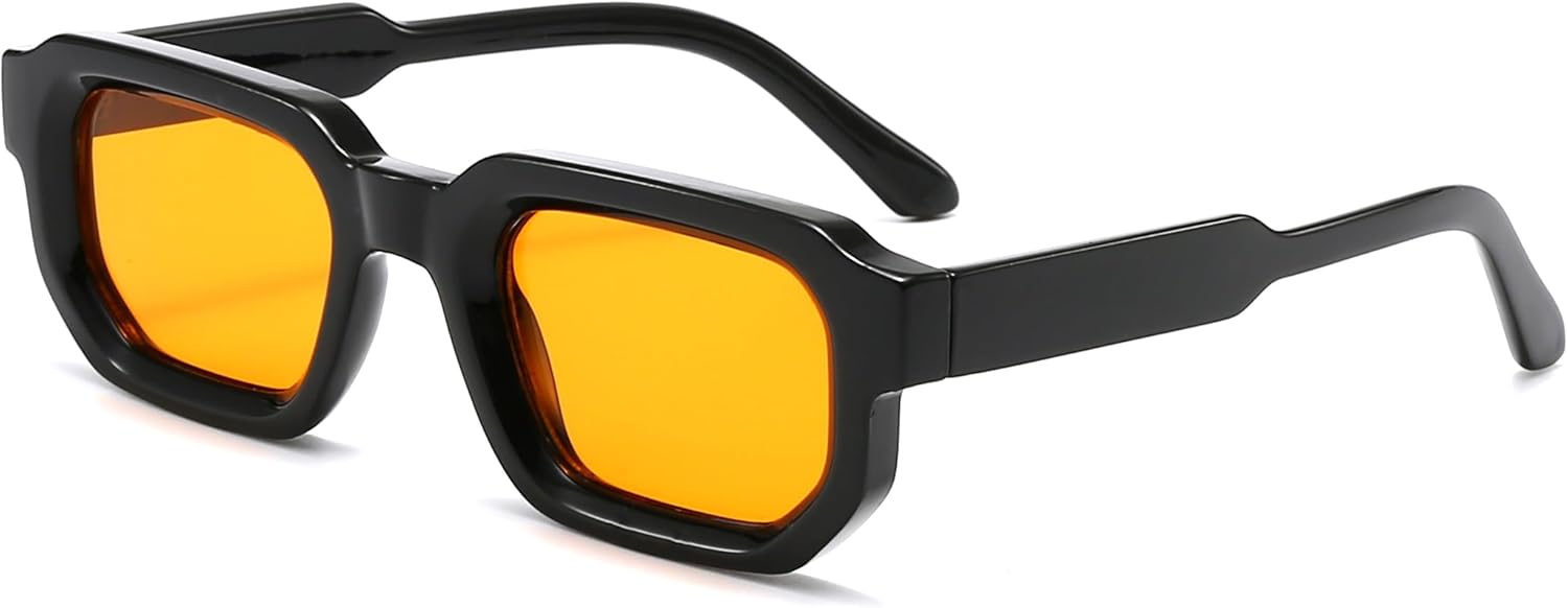 

Солнцезащитные очки Mirkcittle в квадратной толстой оправе для женщин и мужчин, модные массивные прямоугольные солнцезащитные очки в стиле 90-х, Black Frame/Orange Lens