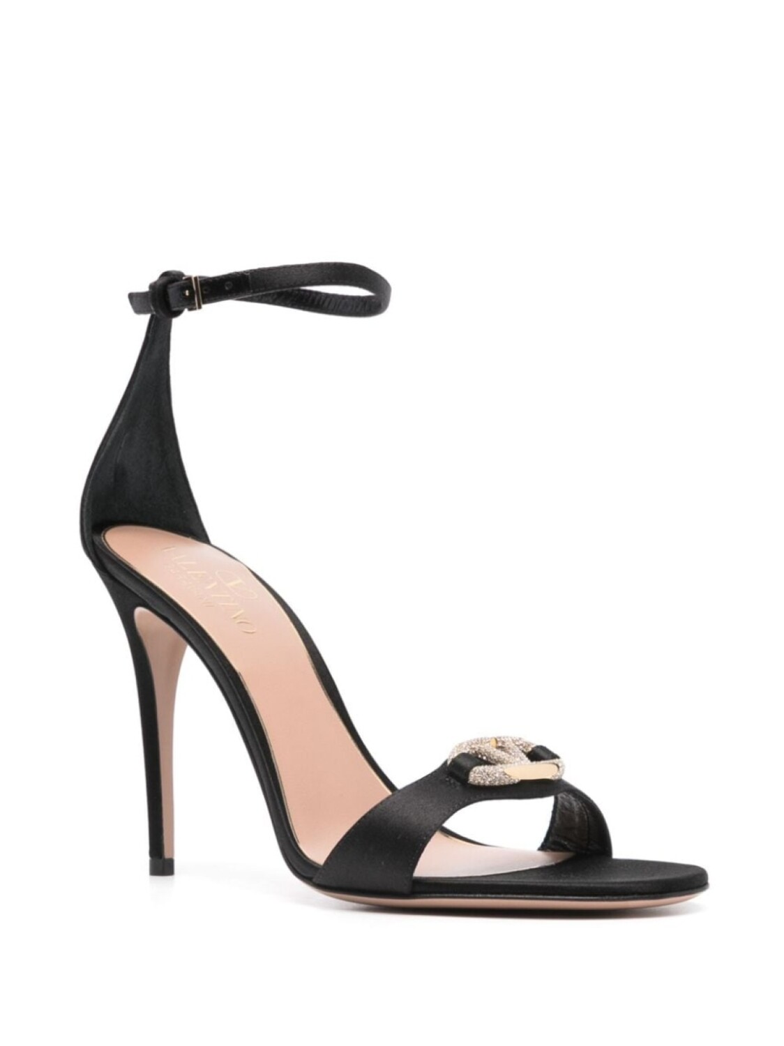 Valentino Garavani атласные босоножки VLogo Signature 100 мм, черный — фото 2