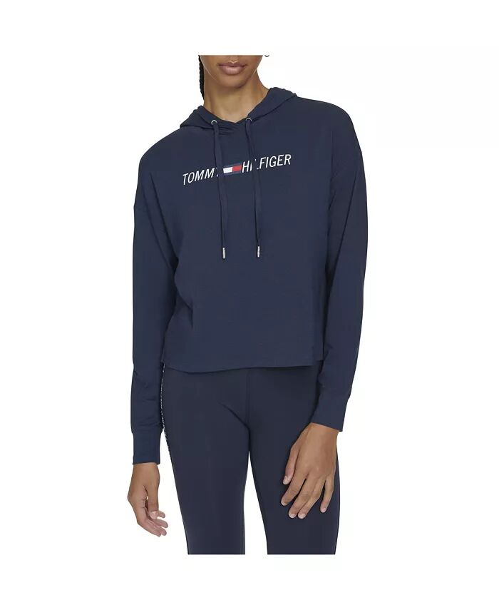 

Женская футболка с капюшоном и длинными рукавами с логотипом Tommy Hilfiger, синий