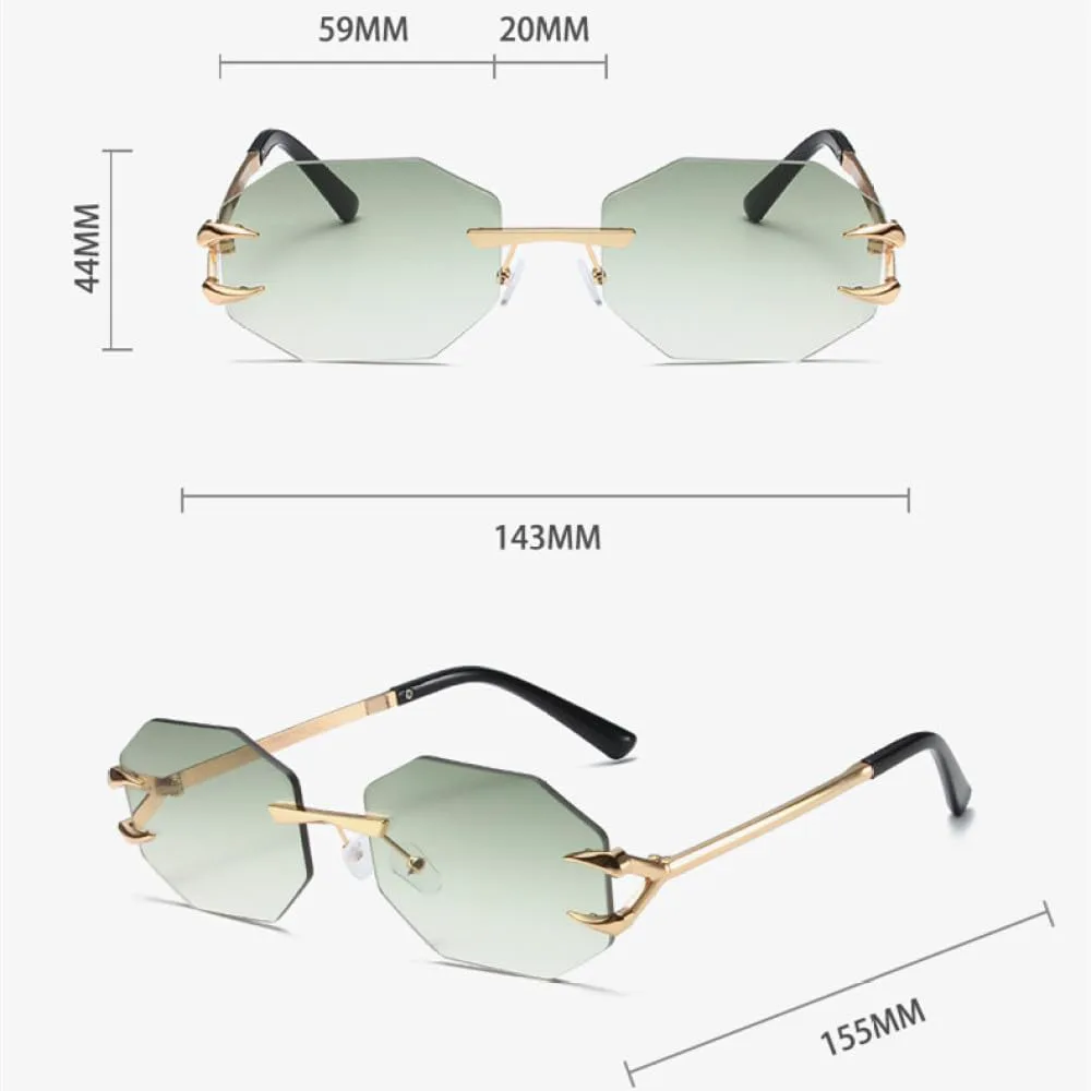 

Солнцезащитные очки без оправы 2027 года для женщин: уникальные многоугольные модные солнцезащитные очки в стиле панк, трендовые женские очки MTZJH, Gold Blue