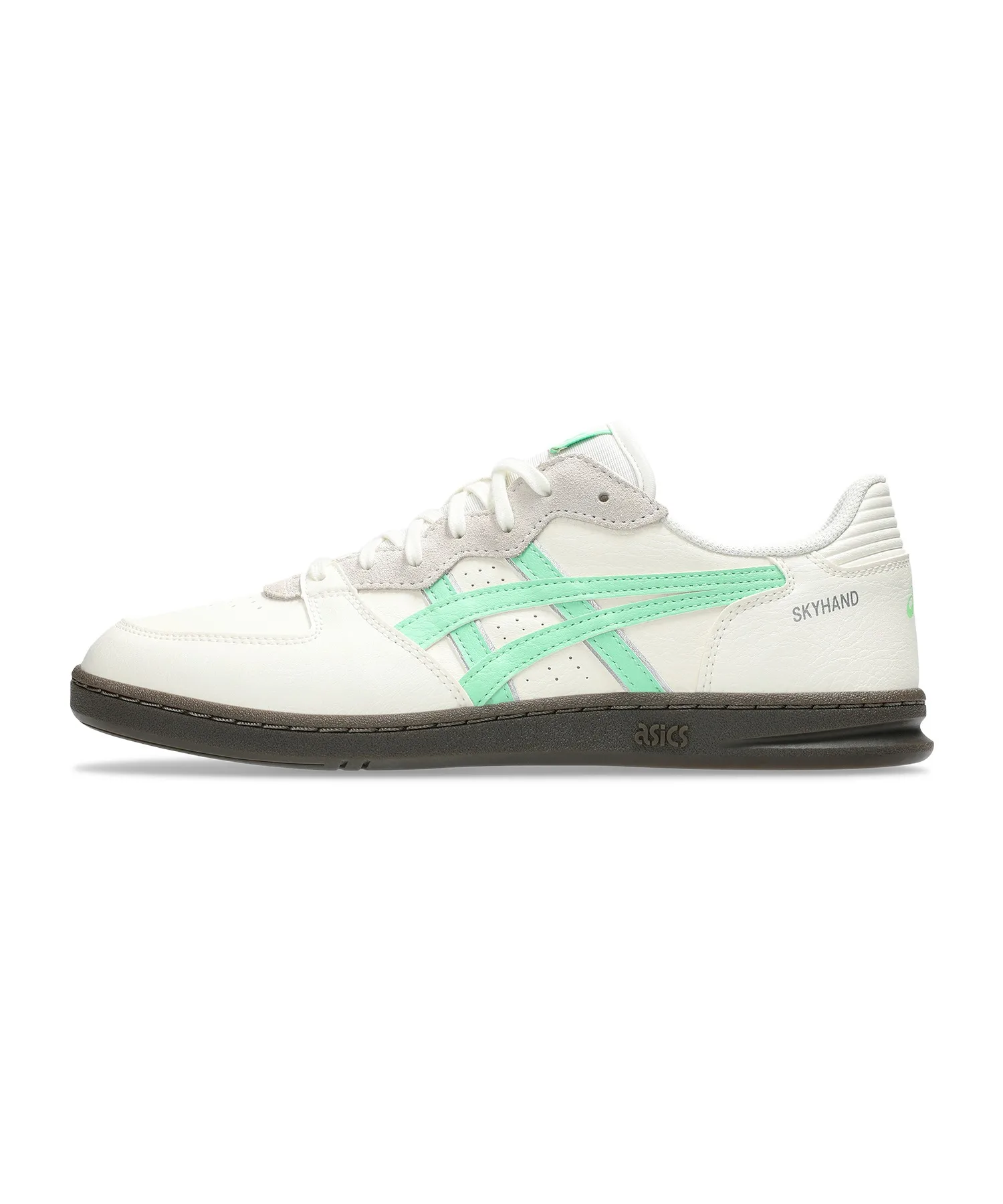 Унисекс кроссовки из искусственной кожи и замши ASICS SKYHAND OG белые с зелёным — фото 2