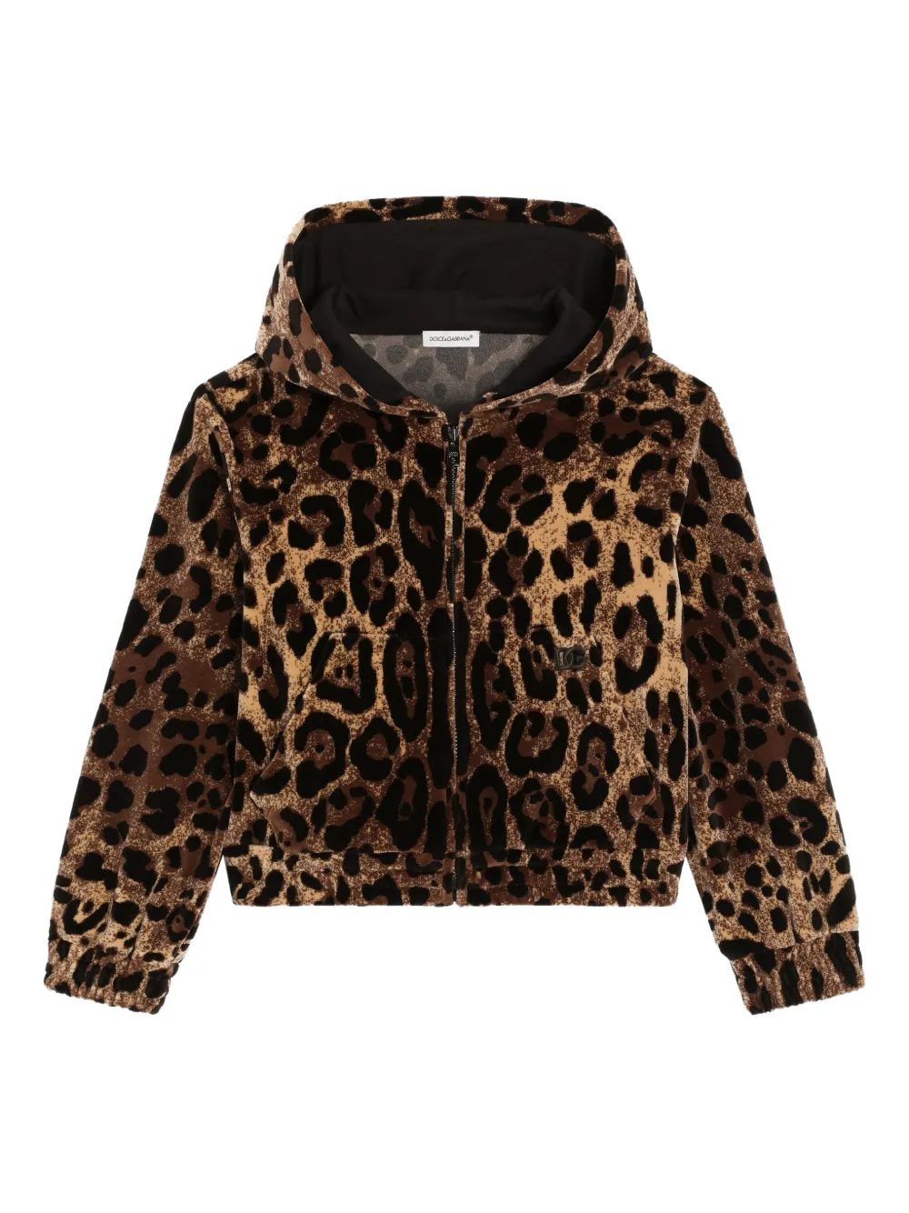 

Толстовка с капюшоном и анималистичным узором Dolce & Gabbana Kids, коричневый