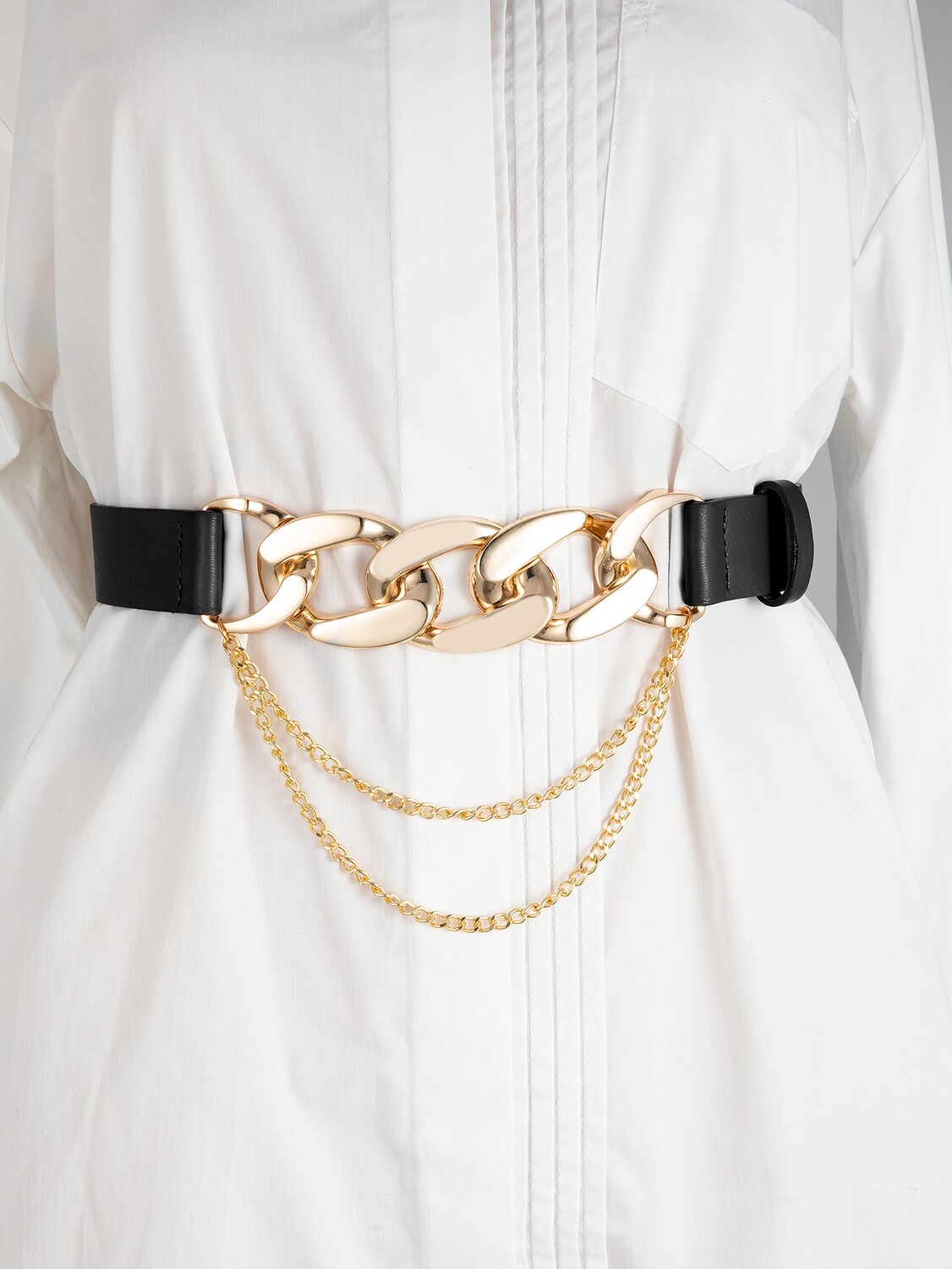 

Ремень с цепочкой, черный / золотой