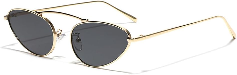 

Женские солнцезащитные очки «кошачий глаз»: модные, маленькие, овальной формы, стильная металлическая оправа, треугольная форма, защита от ультрафиолета UV400 LOVQZAOF, Gold Gray