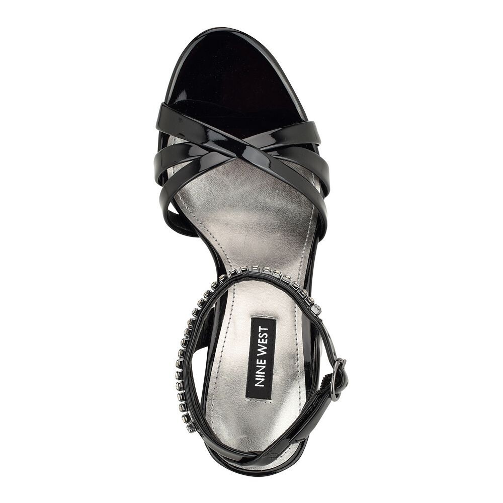 Женские классические сандалии Nine West Noras с ремешками, цвет Black Patent — фото 4
