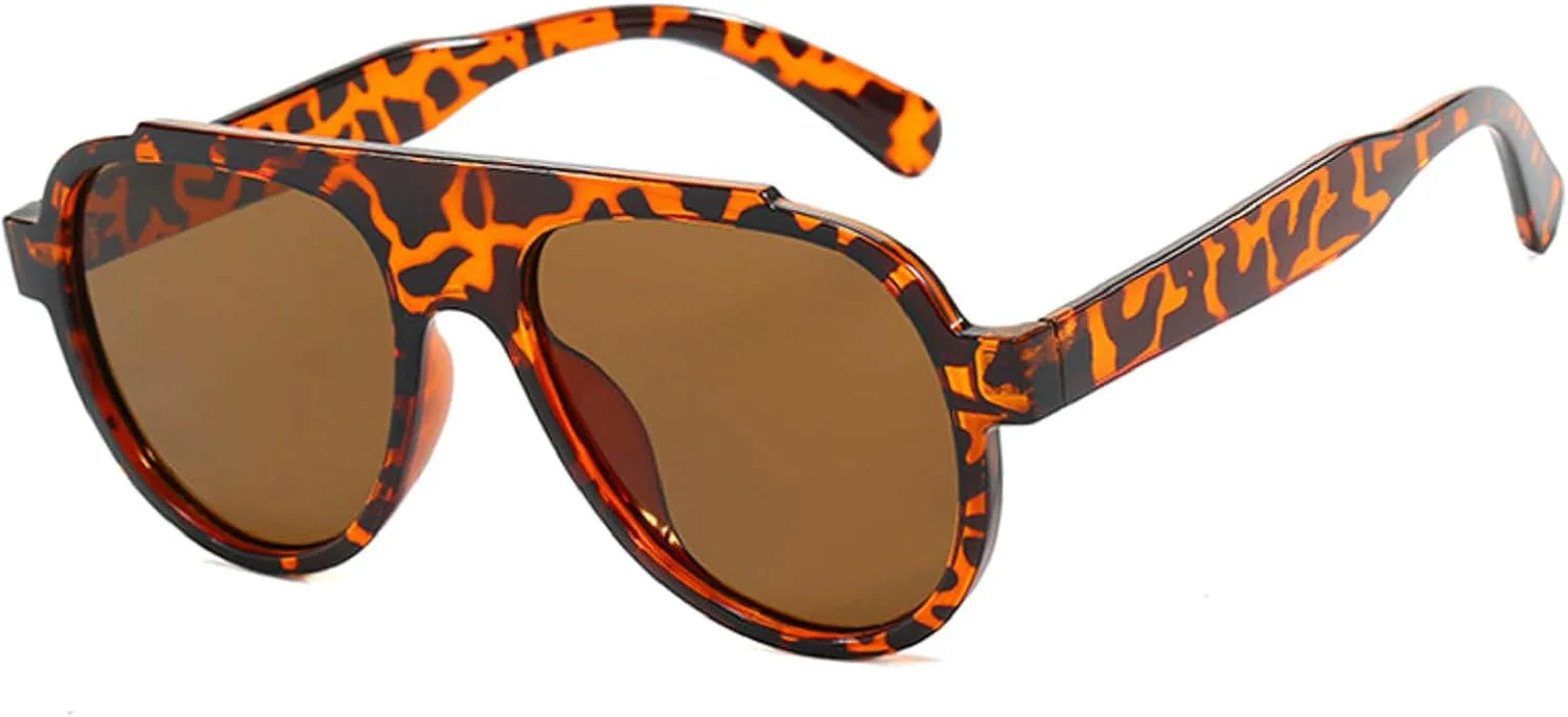 

Модные большие солнцезащитные очки-пилот для мужчин, ретро-очки с градиентным зеркальным покрытием, защита от УФ-излучения UV400 для женщин Melrose, Leopard Brown