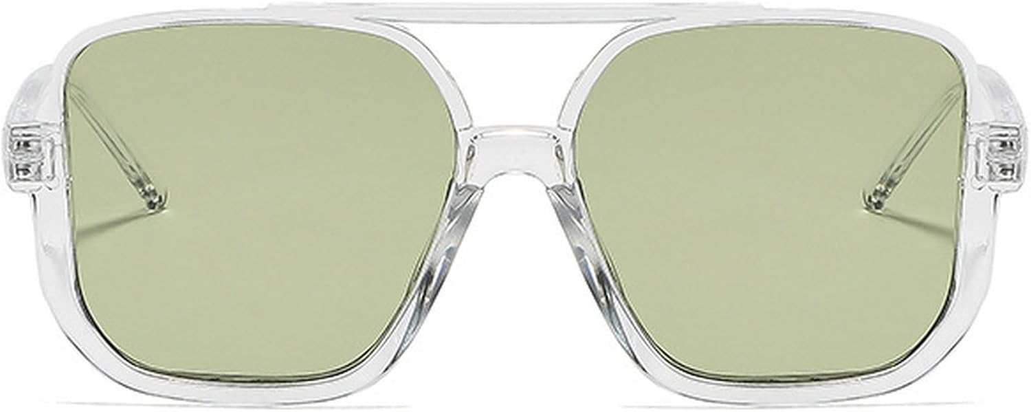 

Модные винтажные большие квадратные солнцезащитные очки в полуободковой оправе с защитой от УФ-излучения UV400 для женщин и мужчин. Стильные солнцезащитные очки mincl, Clear Green