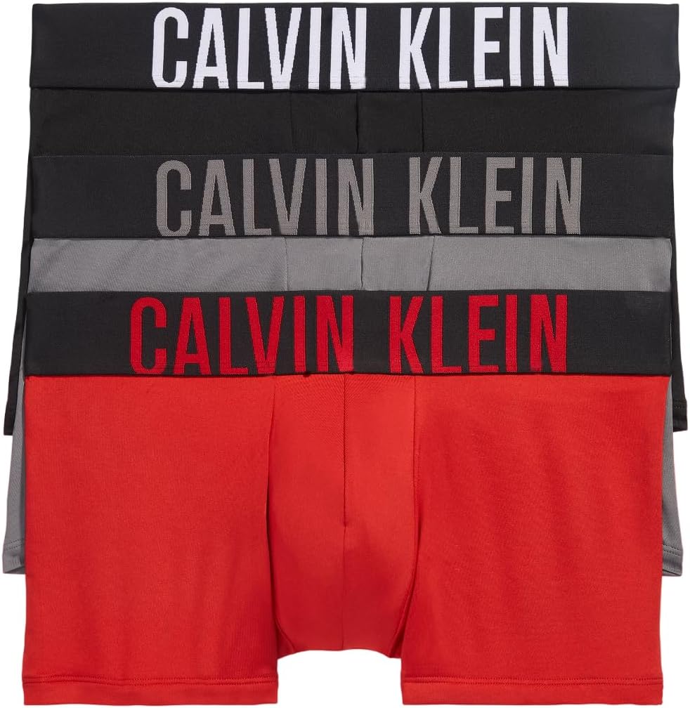 

Комплект из 3-х мужских трусов-боксеров Calvin Klein Intense Power с низкой посадкой, Black, Grey Sky, Pomeian Red
