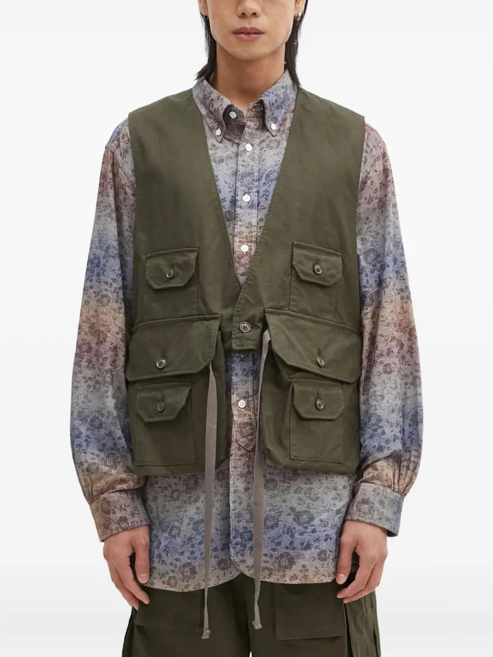 

Жилет с карманами и поясом Engineered Garments, зеленый