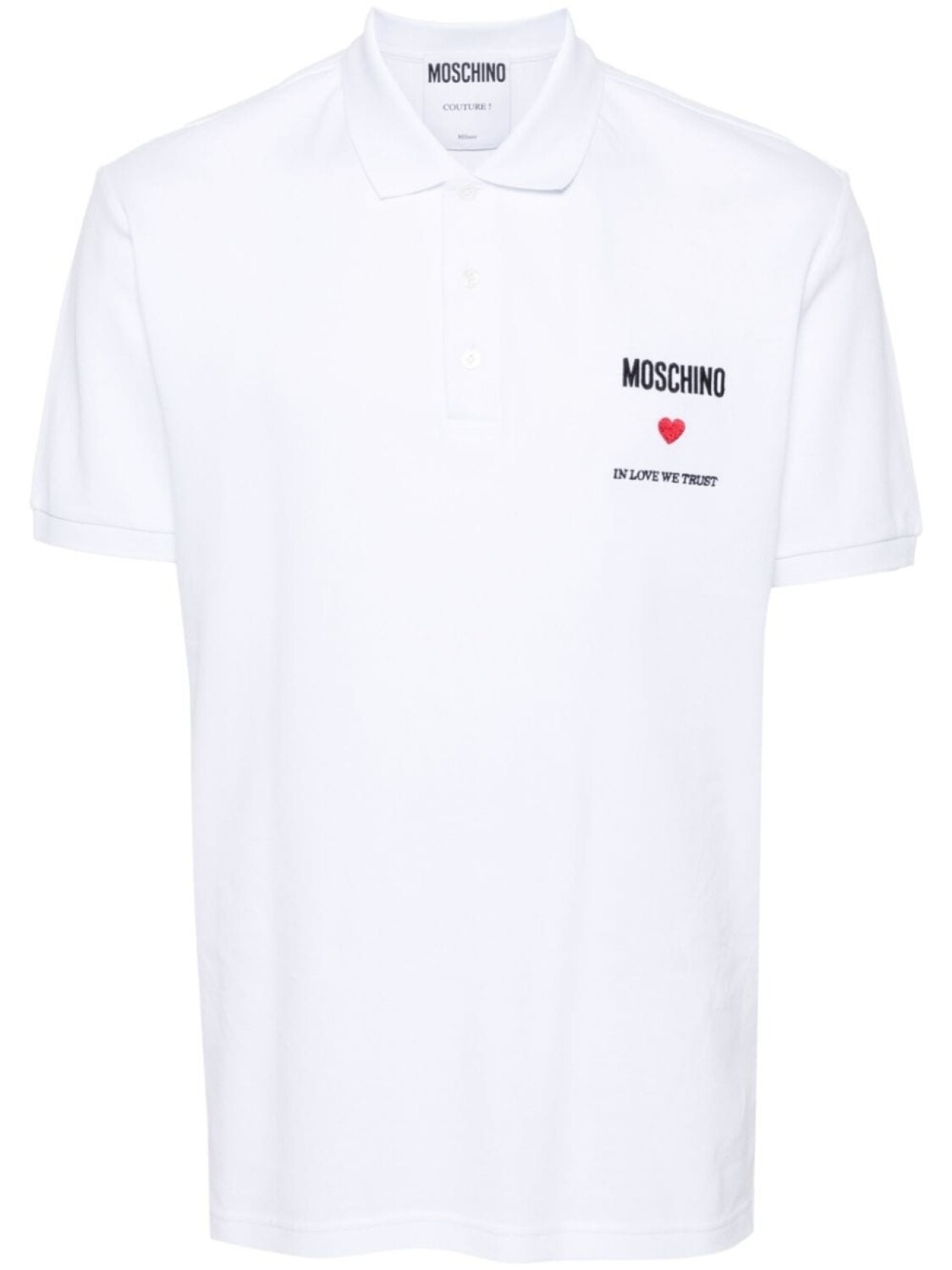 

Moschino рубашка поло с вышивкой, белый