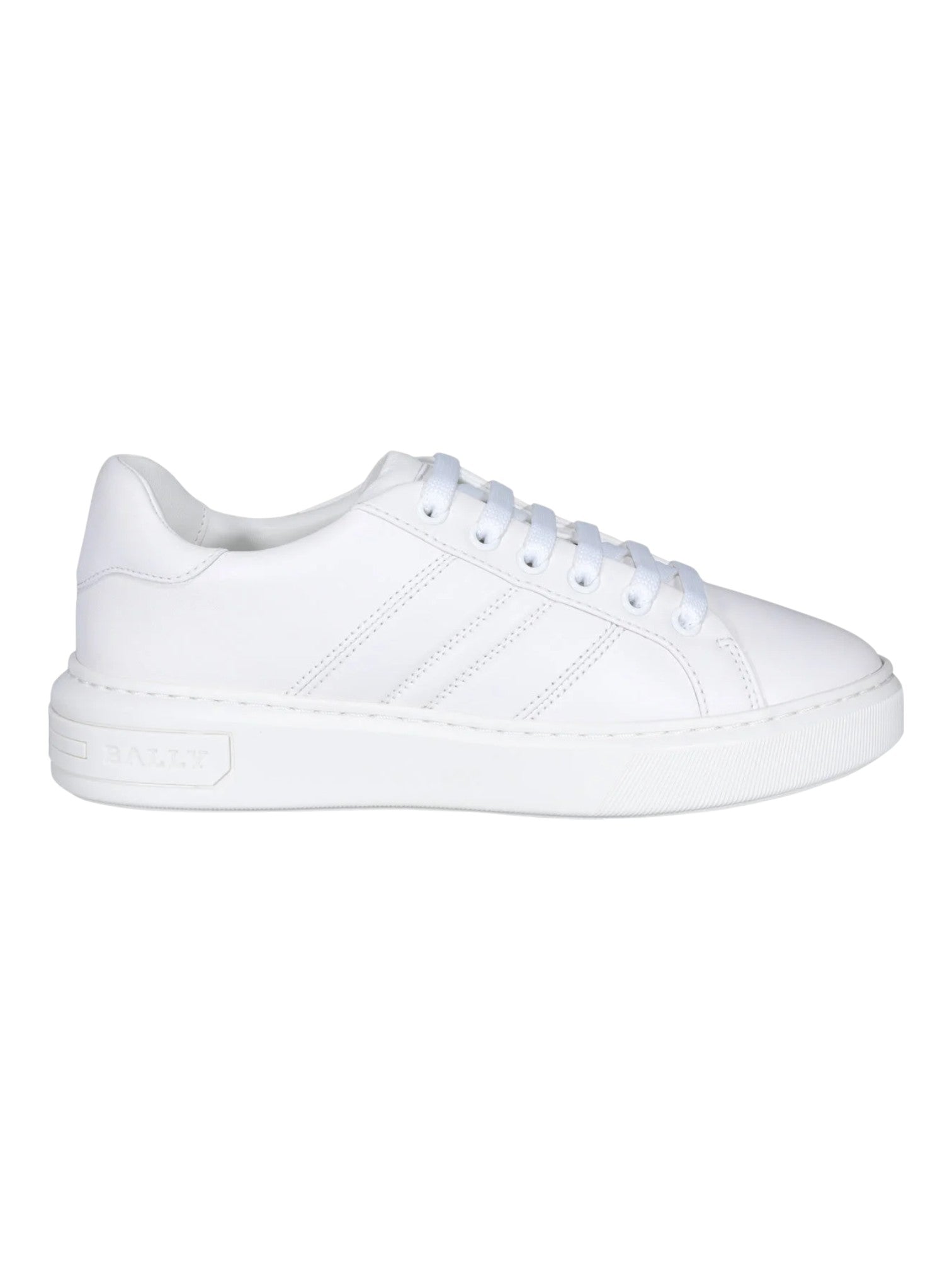 Женские белые однотонные кроссовки Bally Mandye 6238693 из телячьей кожи — фото 2