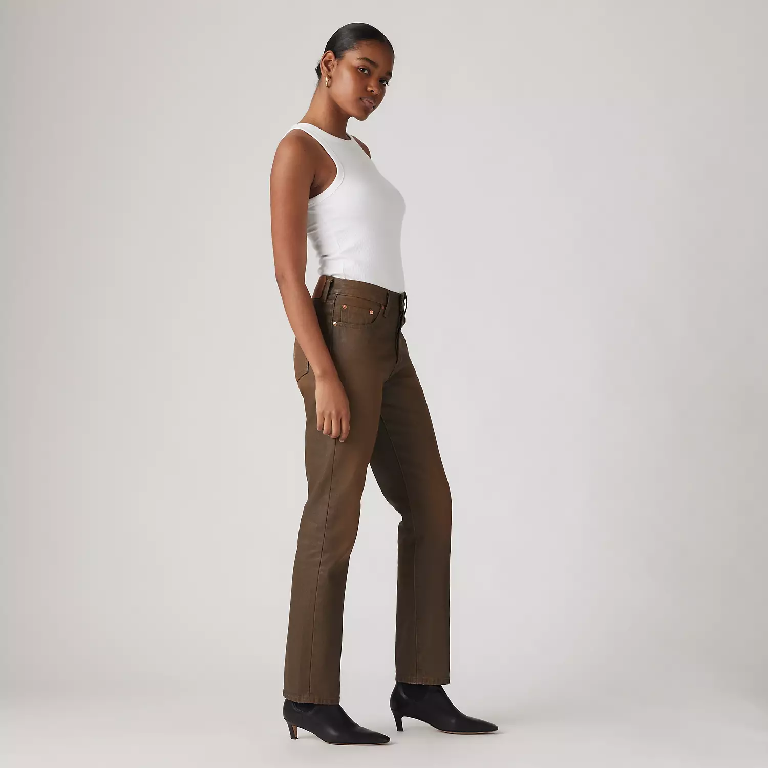 Женские джинсы с оригинальным покрытием 501 Levi's, цвет Pay Day - Brown — фото 4