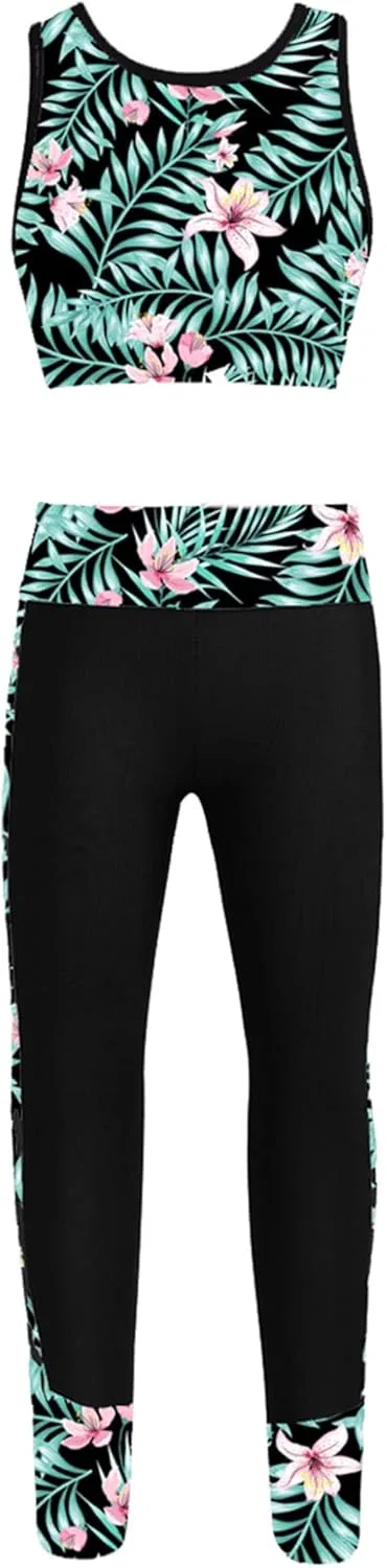 Детский спортивный комплект топ с леггинсами Venjoe, Summer Lily Pink