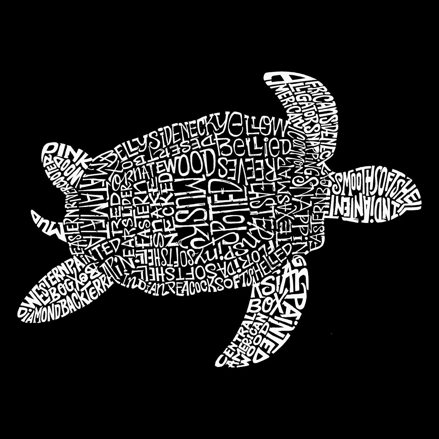 

Черепаха - мужская футболка с рисунком Word Art LA Pop Art, черный