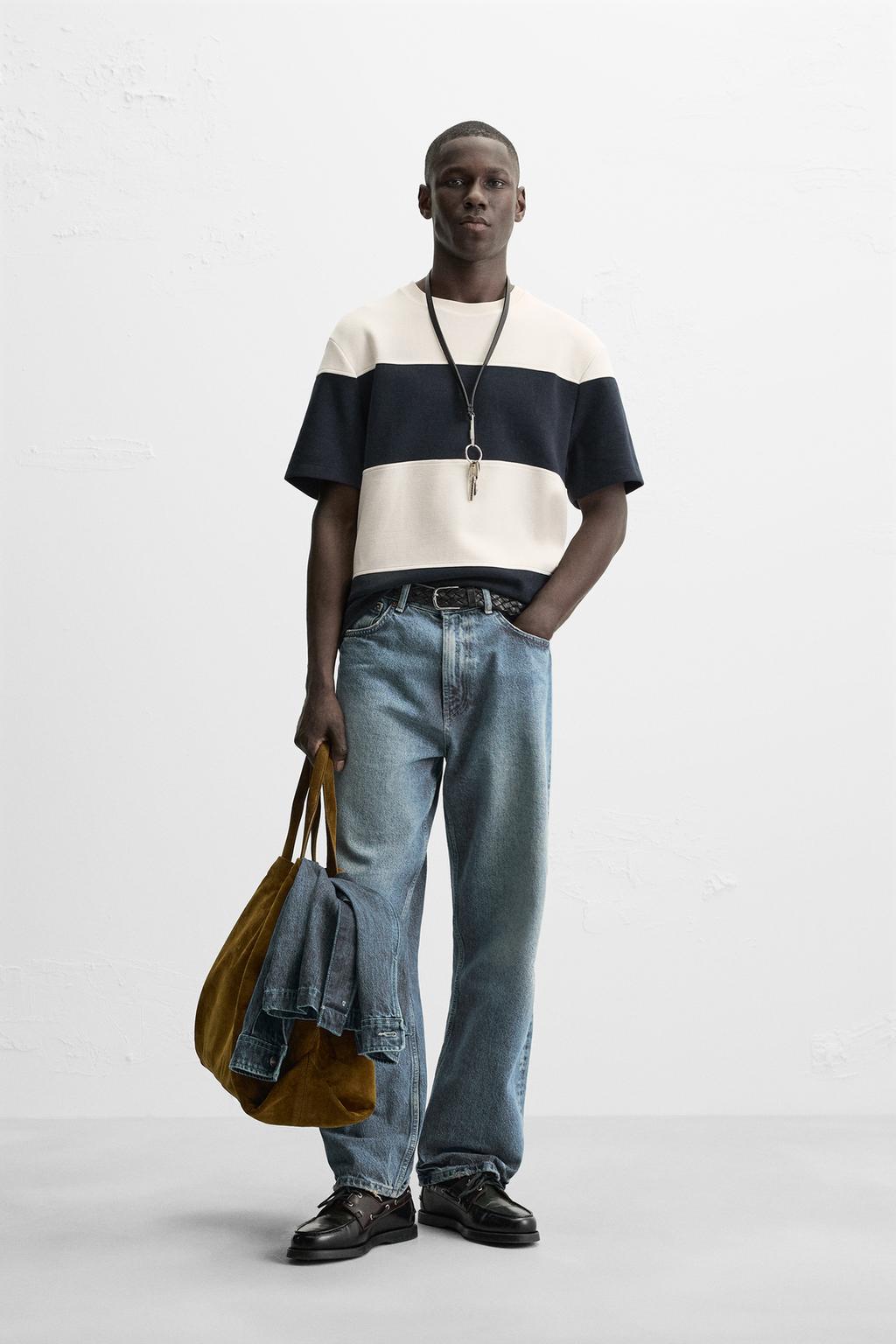 

Компактная футболка с рисунком "пике" ZARA, цвет White/Navy