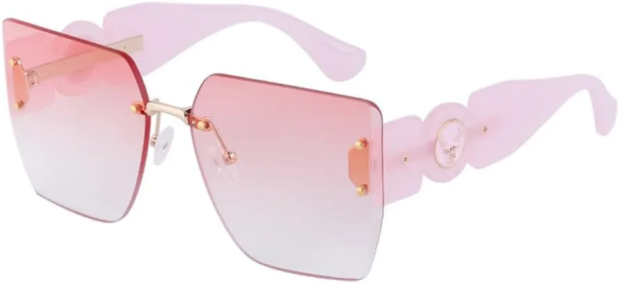 

Модные роскошные солнцезащитные очки без оправы для женщин, винтажные солнцезащитные очки квадратной формы с защитой от УФ-излучения UV400 LVTFCO, Wtyj086 Pink