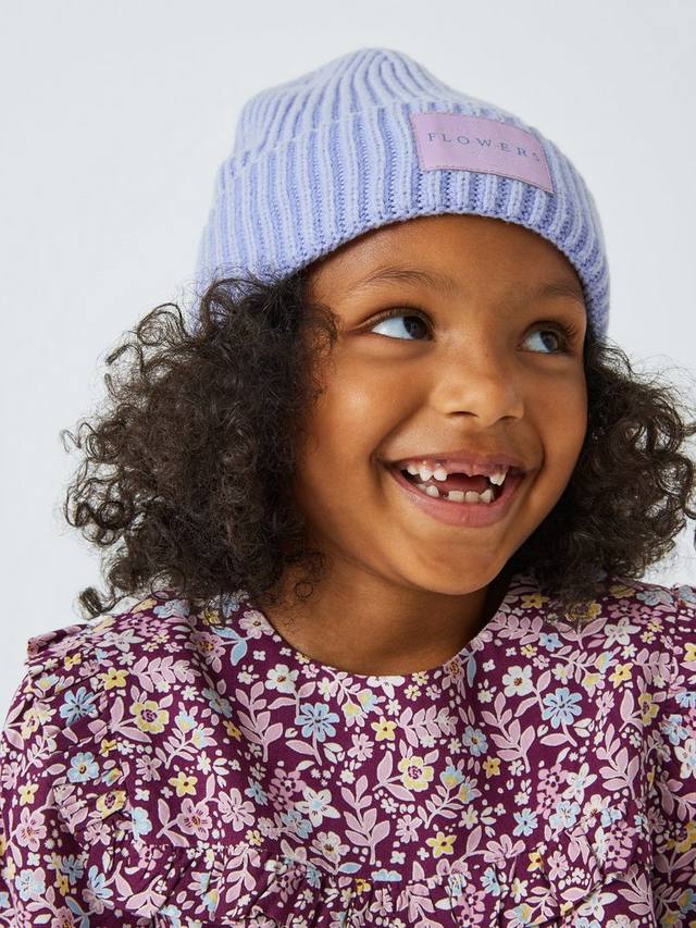 

Детская шапка-бини с цветочным значком John Lewis, Purple