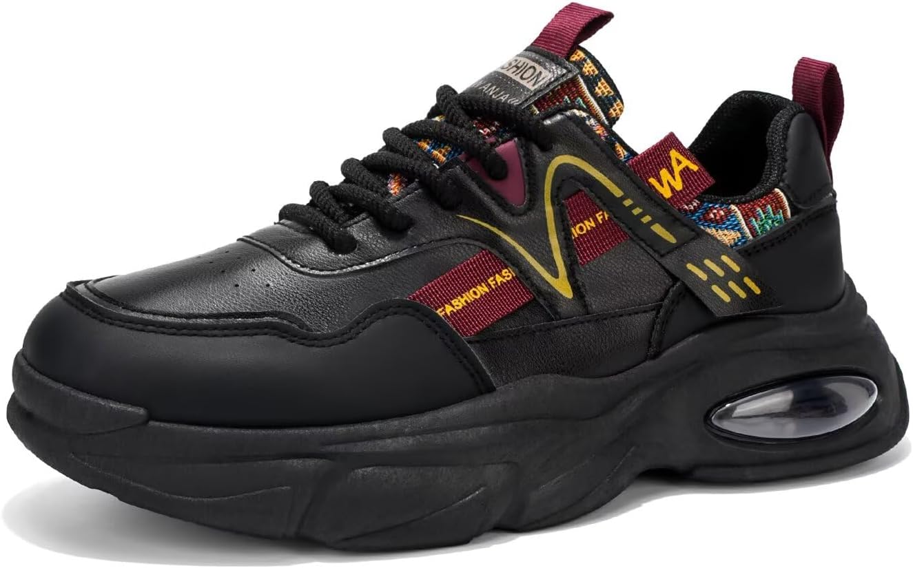 

Мужские кроссовки для бега и джоггинга из кожи, спортивная обувь для ходьбы, уличный спорт, нескользящие трейловые кроссовки Generic, черный