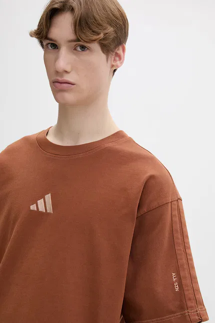 Футболка из хлопка T-shirt bawełniany Adidas, коричневый — фото 4