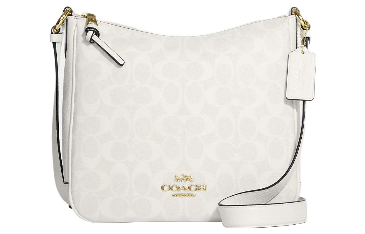 

COACH Сумка кроссбоди и плечевая сумка ellie canvas с отделкой из рельефной кожи, средний размер, женская, цвет chalk white и glacier white