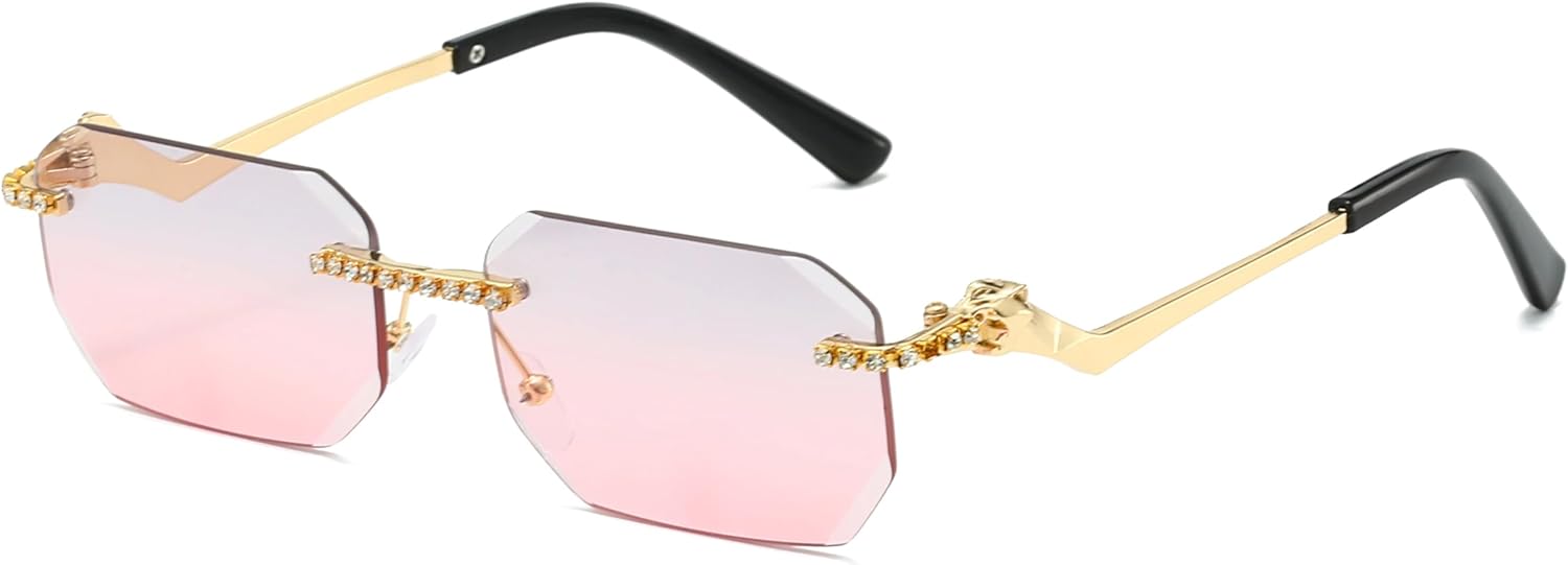 

Металлические квадратные солнцезащитные очки для женщин и мужчин. Изысканные, стильные, без оправы, для активного отдыха и путешествий, защита от УФ-излучения UV400 TVTBBVV, Lss007-1-c9