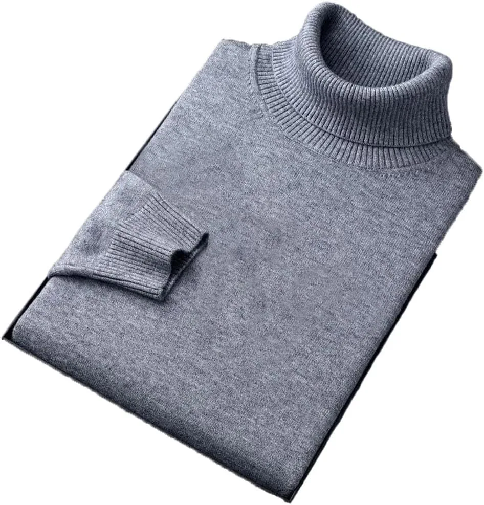 

Мужской свитер Hamthuit с высоким воротником, приталенный, однотонный