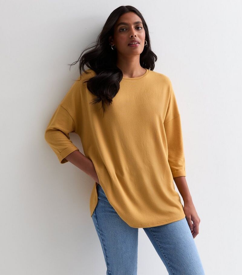 

Горчичный топ Soft Touch с рукавами 3/4 New Look, горчичный