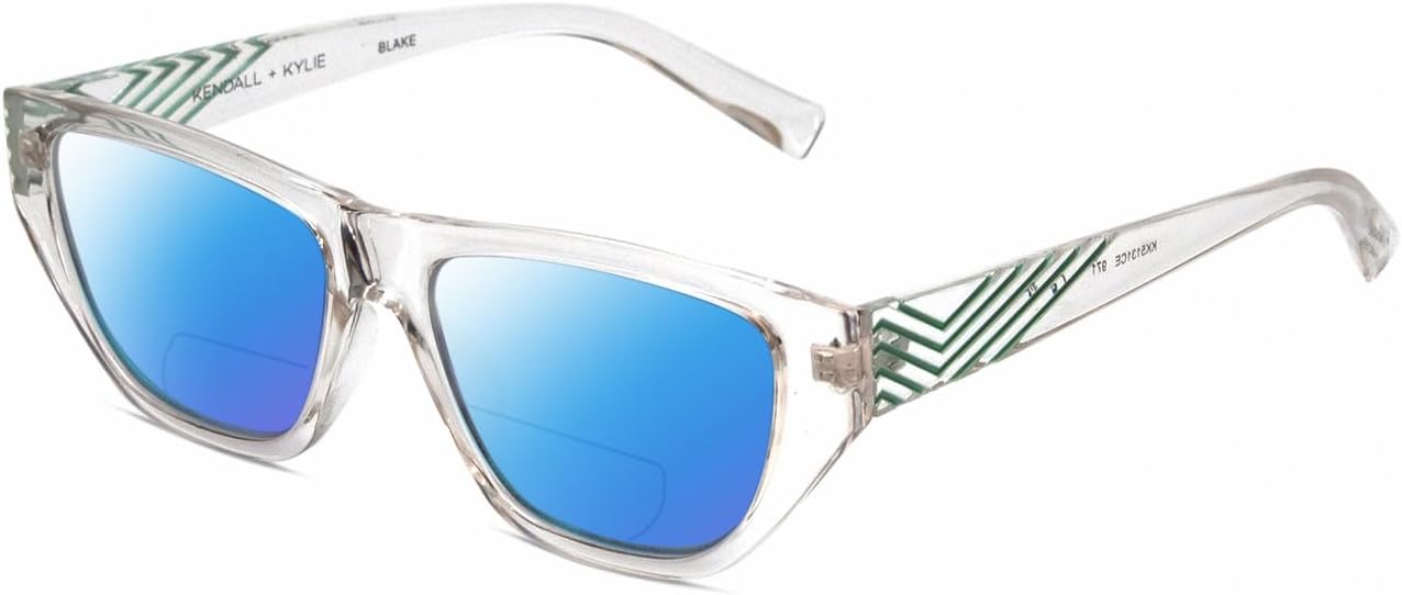 

Солнцезащитные очки Calabria K+K BLAKE прямоугольной формы с поляризацией и бифокальными линзами для чтения, модные дизайнерские солнцезащитные очки для чтения, Clear Crystal Teal/Blue