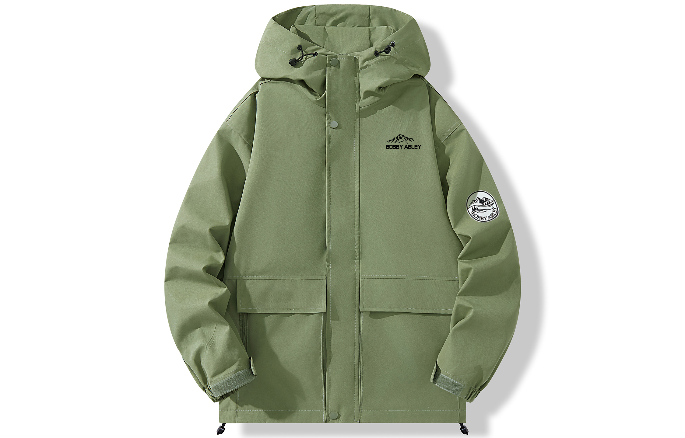 

BOBBY ABLEY Водонепроницаемая и ветрозащитная ветровка унисекс, Army Green (Zip Patch Pocket)