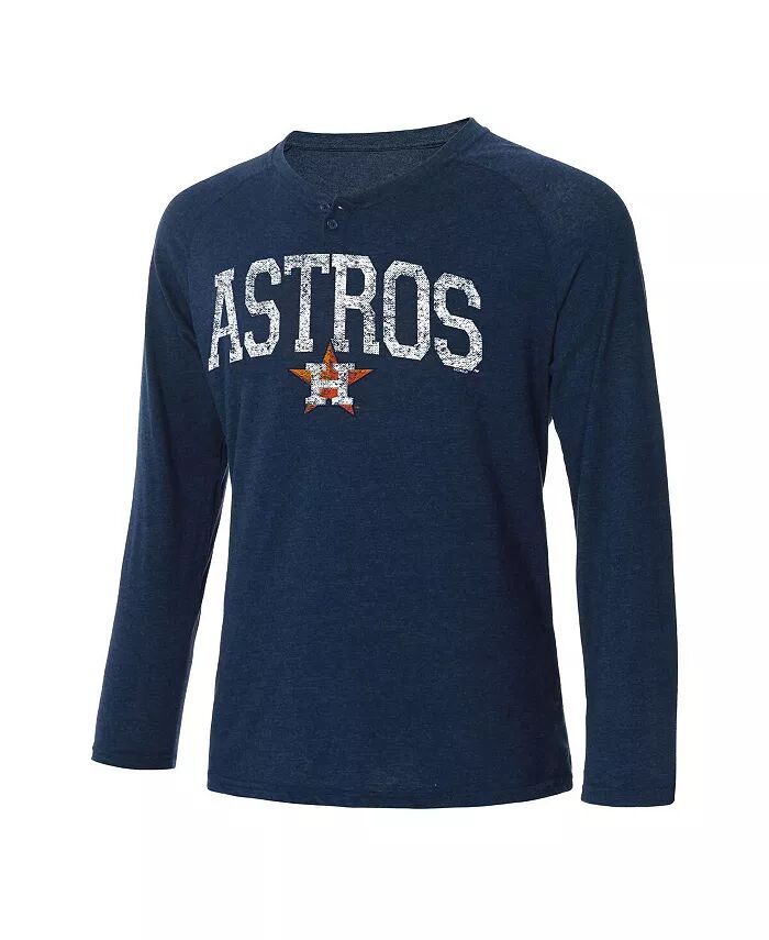 

Мужская темно-синяя футболка Houston Astros Inertia Raglan с длинным рукавом Henley Concepts Sport