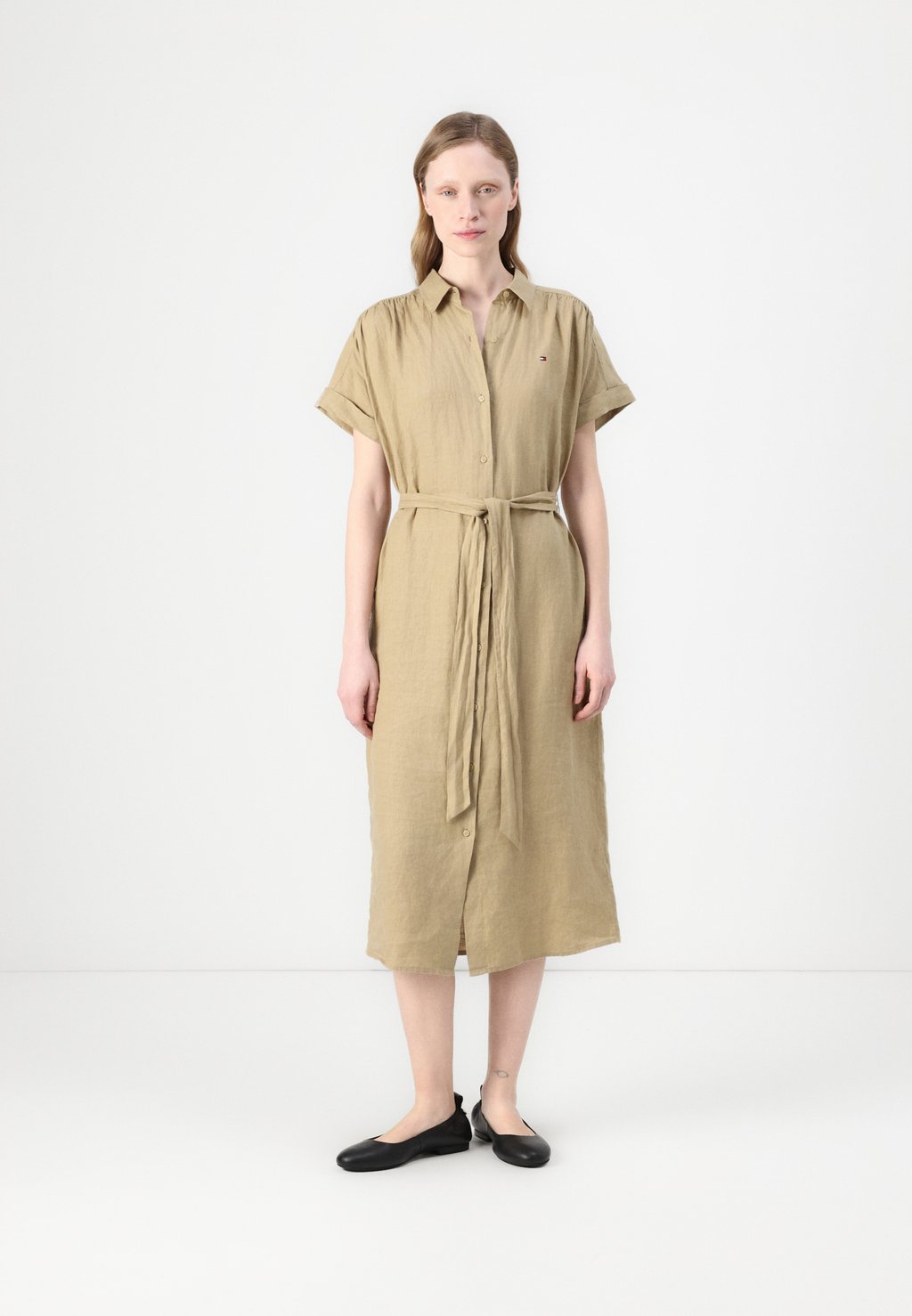 

Платье-рубашка BELTED MIDI DRESS Tommy Hilfiger, песочный