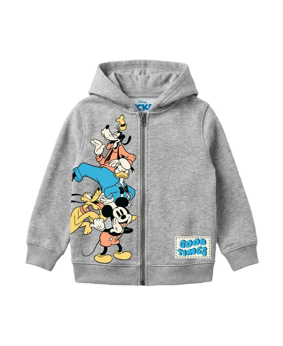 Детский комплект из 3 предметов: футболка с принтом, толстовка и шорты (2T-7) Mickey Mouse, серый/синий — фото 3