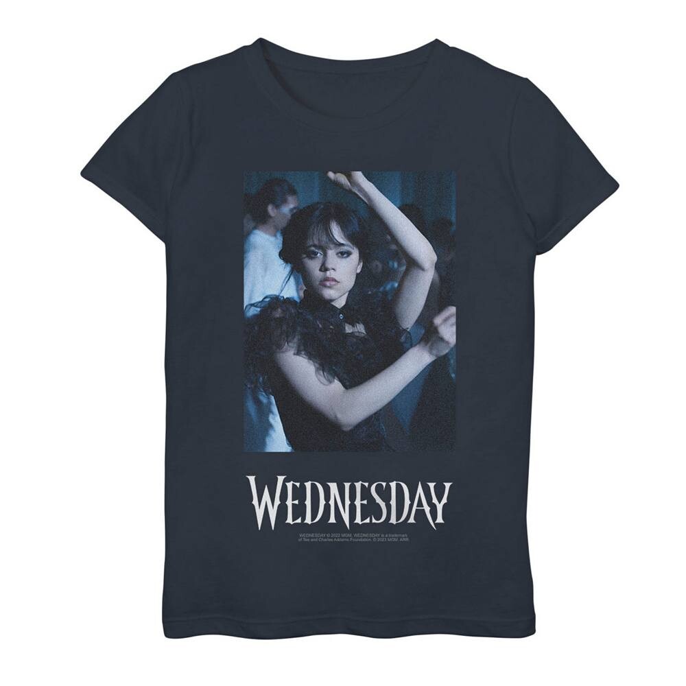 

Футболка с графическим рисунком Girls Wednesday Iconic Dance Scene Licensed Character, темно-синий