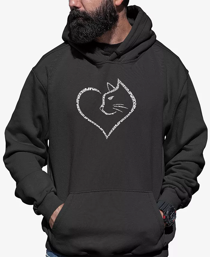 

Мужская худи с принтом "Cat Heart Word Art" LA Pop Art, серый