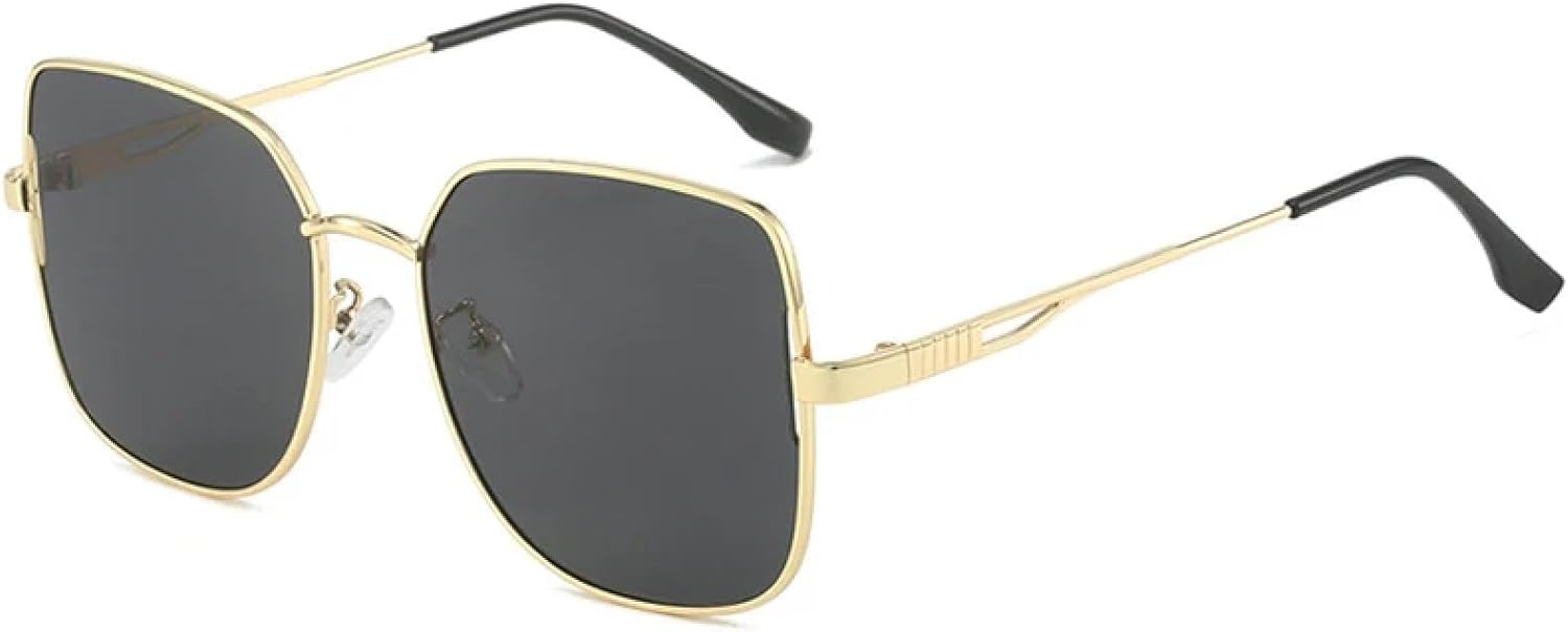 

Классические солнцезащитные очки в крупной оправе для женщин и мужчин, модные для активного отдыха, вождения, летнего использования и путешествий, с защитой от УФ-излучения UV400 TKKTLLT, Gold Gray