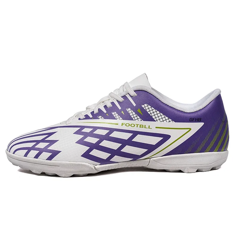 Детские футбольные бутсы низкие, дышащие и устойчивые к истиранию GONGFUHUOBAN, White Purple Turf