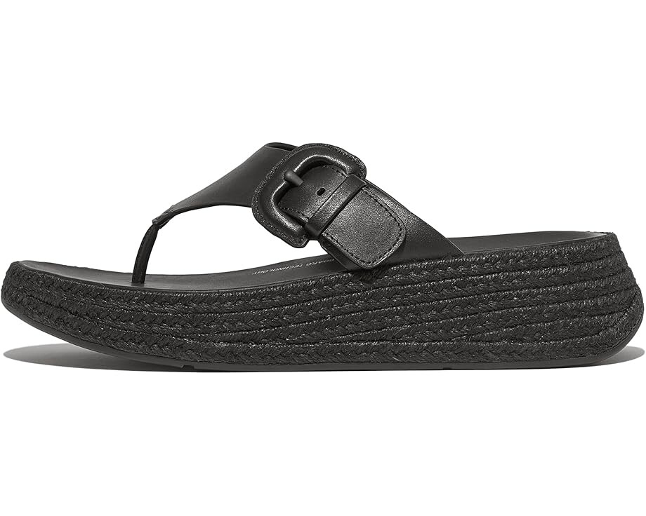 

Сандалии FitFlop F-Mode Espadrille Adj. Leather Flatform Toe-Thongs, черный