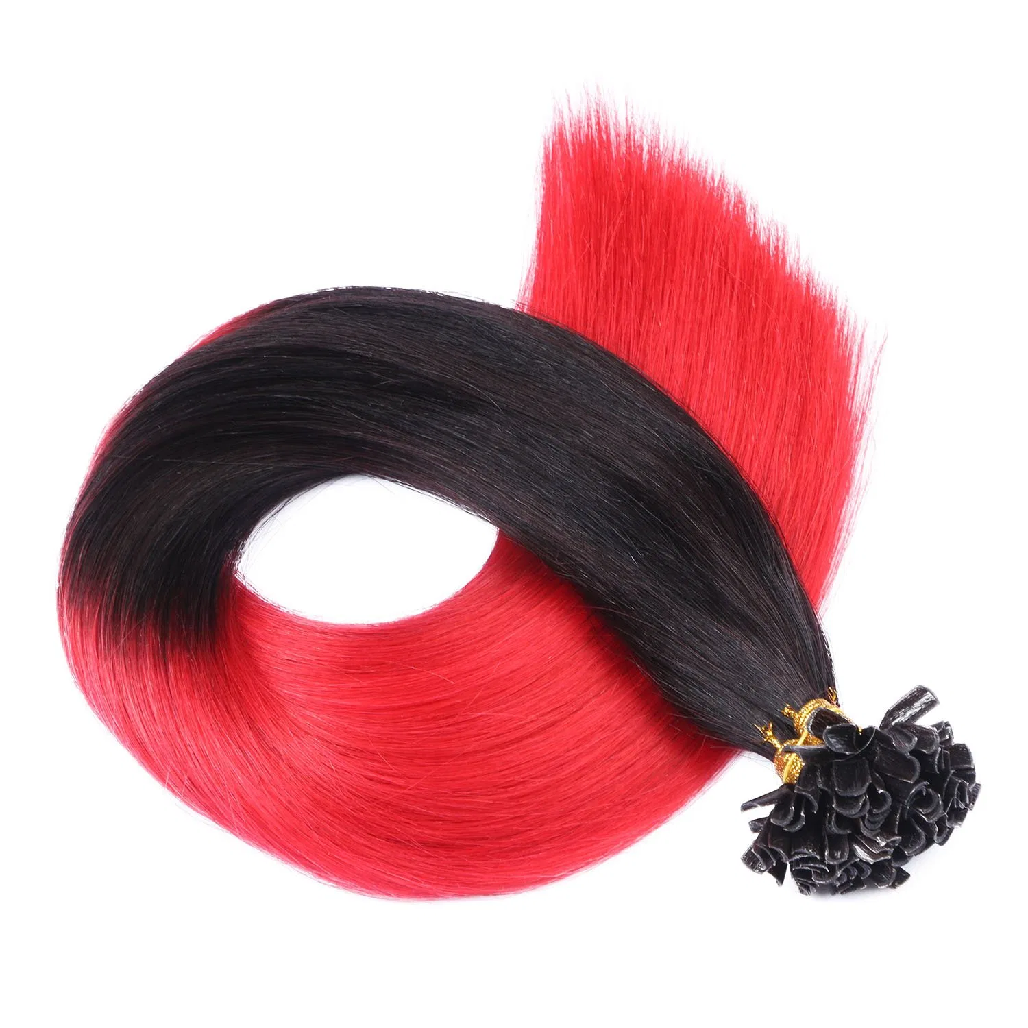 Накладные пряди с кератиновым креплением U-Tip #1B/Red Ombre от novon Hair Extensions, 40 см, 100 г Novon