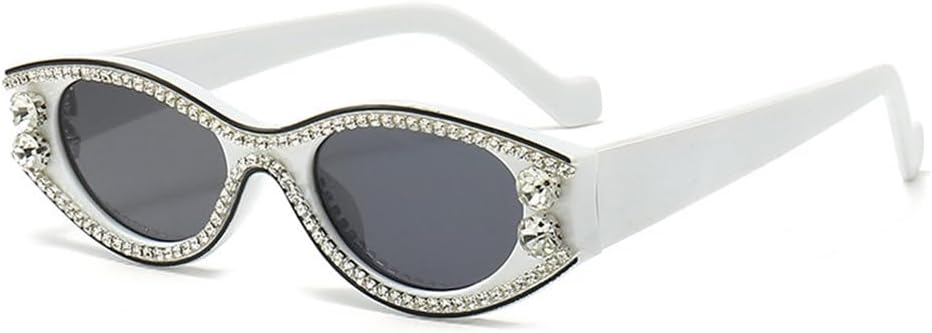 

Модные женские солнцезащитные очки класса люкс со стразами, модель «кошачий глаз», трендовые женские солнцезащитные очки в маленькой оправе с защитой от УФ-излучения UV400 TYUVIVO, White