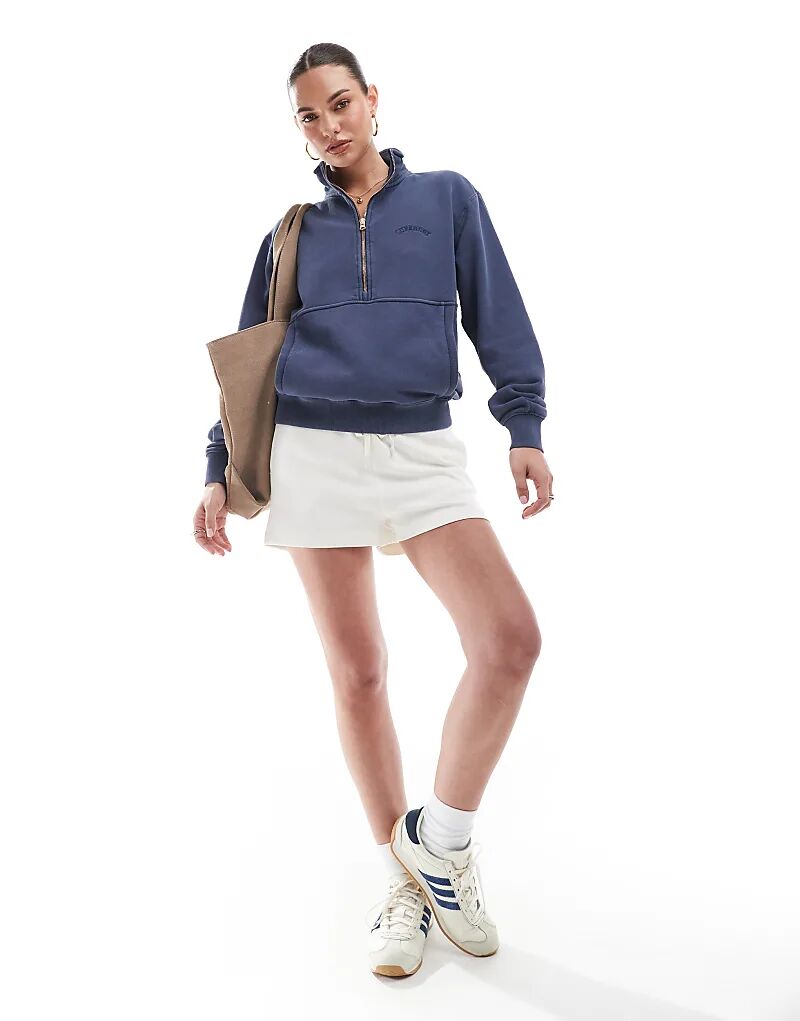 Толстовка Superdry Essential с логотипом и молнией на половину длины в цвете Lauren Navy. — фото 4