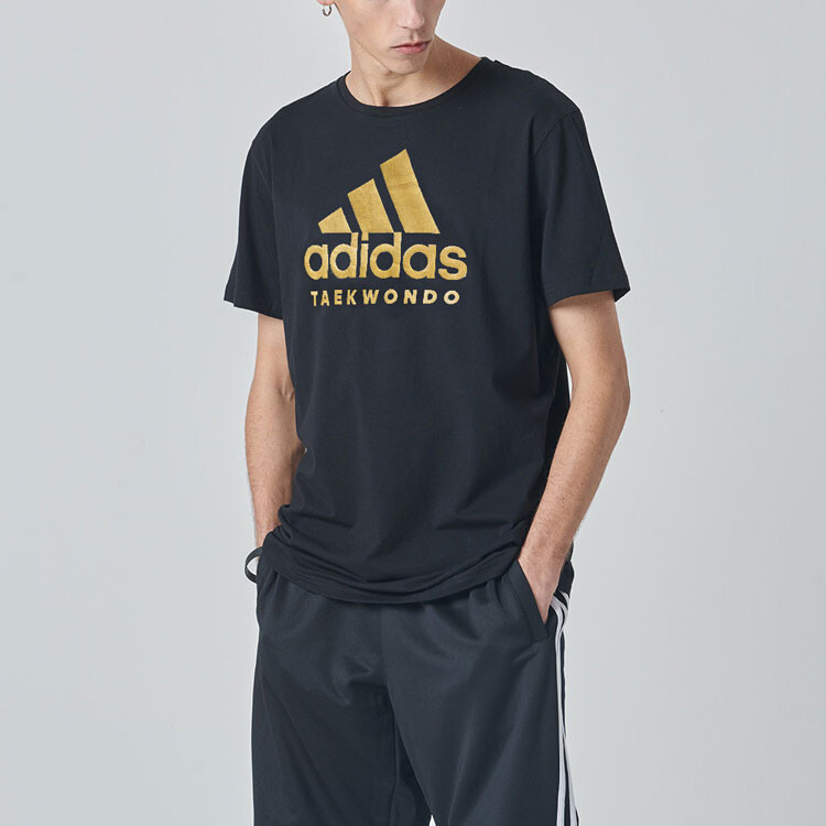 Футболка мужская черная/золотая Adidas, черный — фото 3