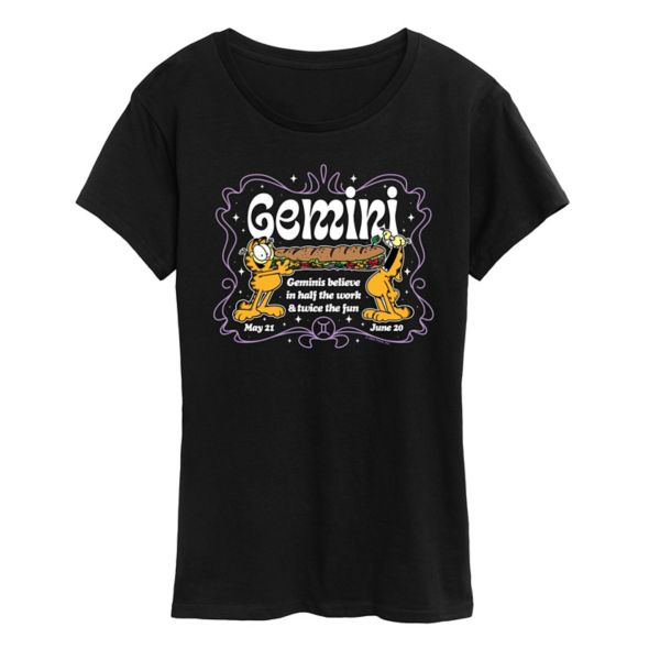 

Женская футболка с принтом Garfield Gemini Licensed Character, черный