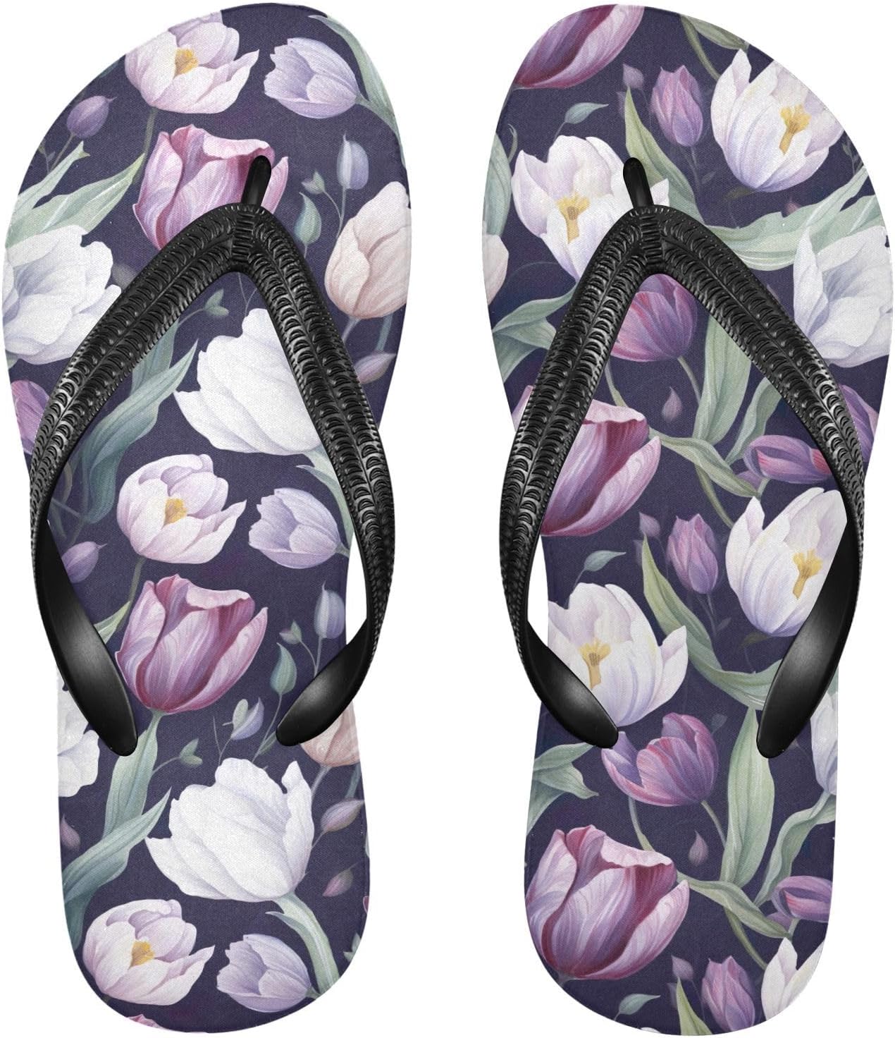 

Шлепанцы «Фиолетовые тюльпаны», пляжные сандалии-вьетнамки, резинескользящие летние тапочки для женщин и мужчин, для прогулок Sinestour